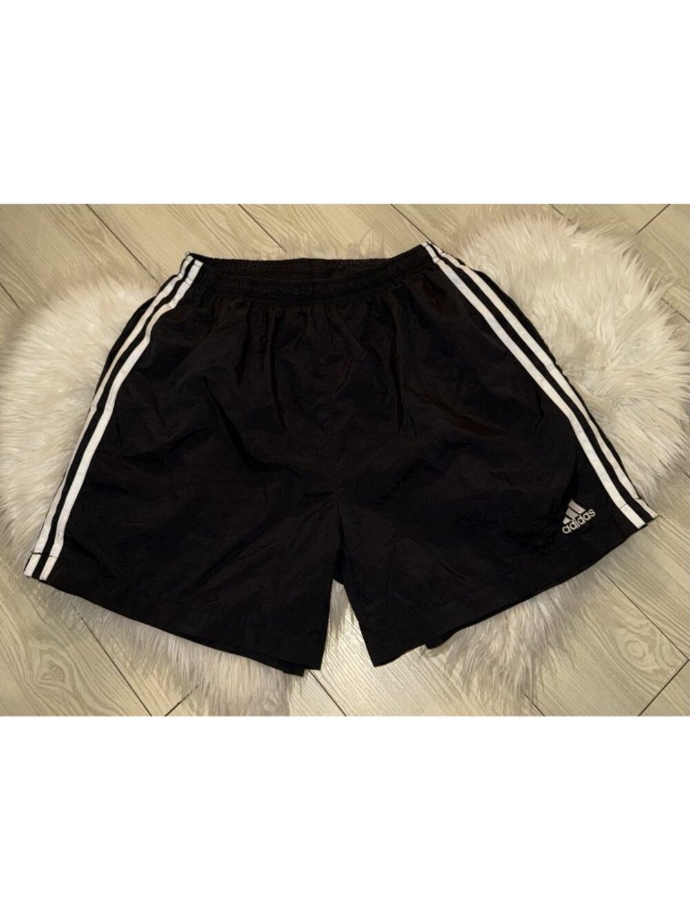 Vintage Vtg Adidas Mens Athletic Nylon Shorts Side Stripes L Large Black